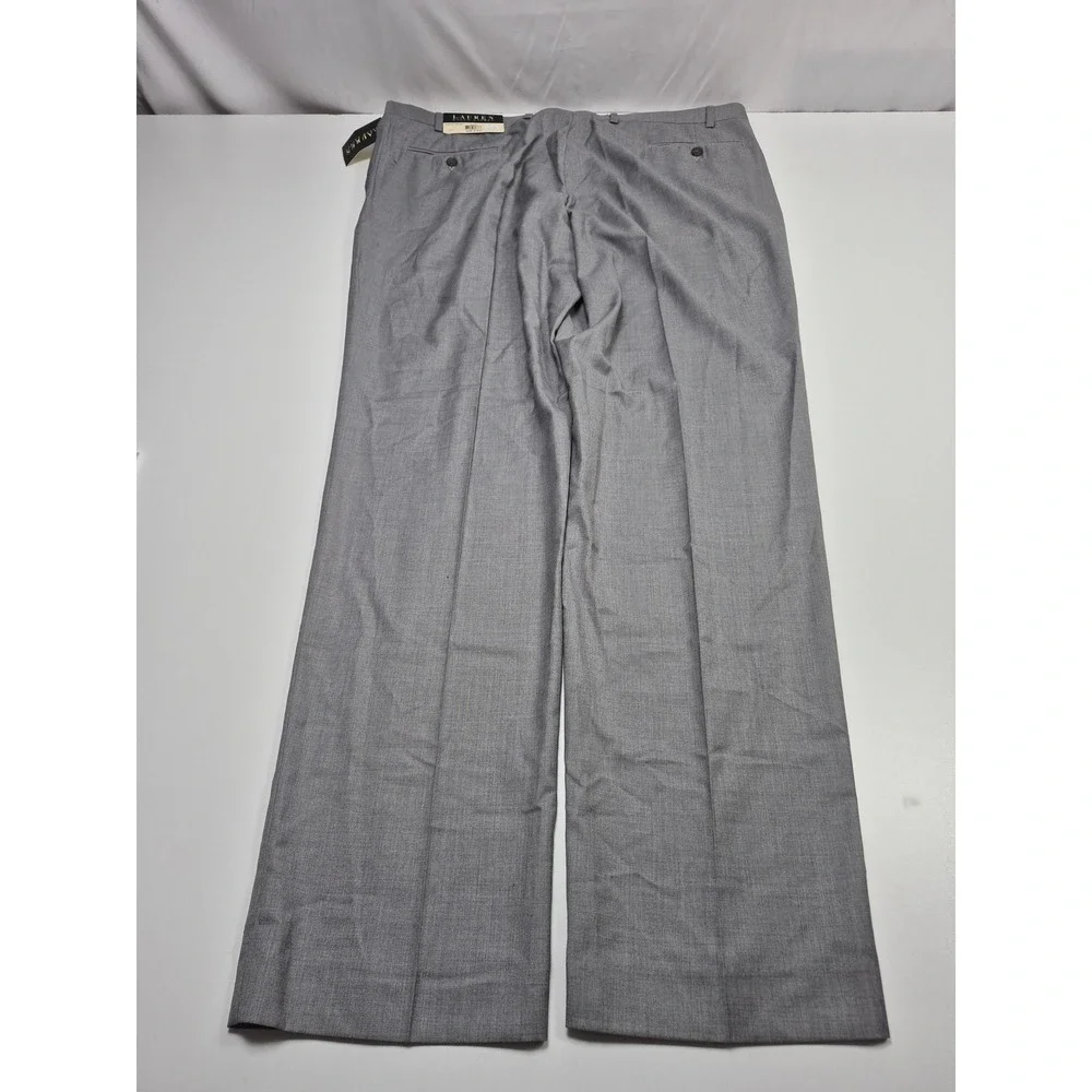 Lauren Ralph Lauren Dress Pants Mens 42x34 Silver Flat Front NWT Classic Fit